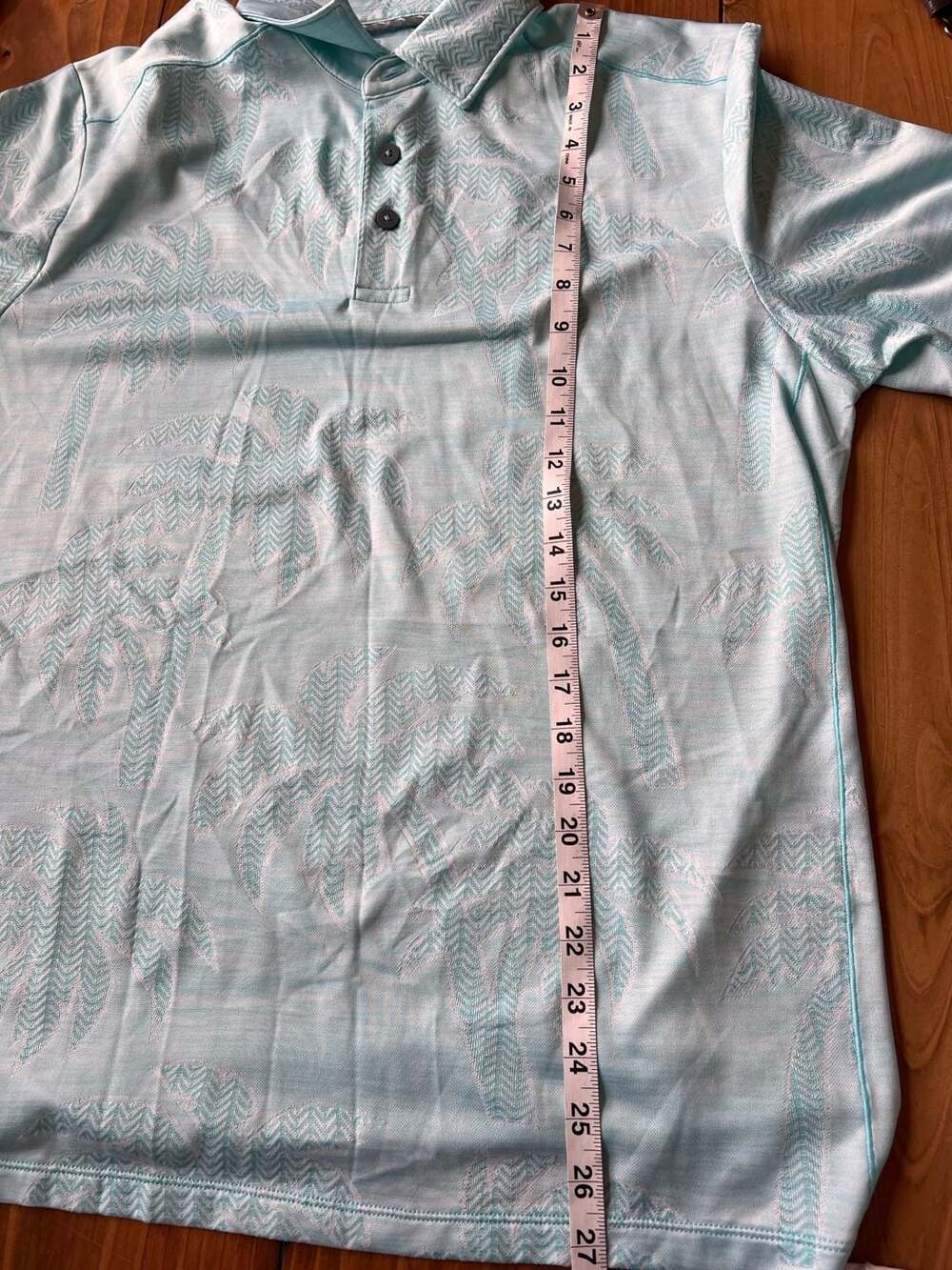 Tommy Bahama IslandZone M/M Santiago Paradise Performance Polo Shirt Aqua Blue - Picture 5 of 6